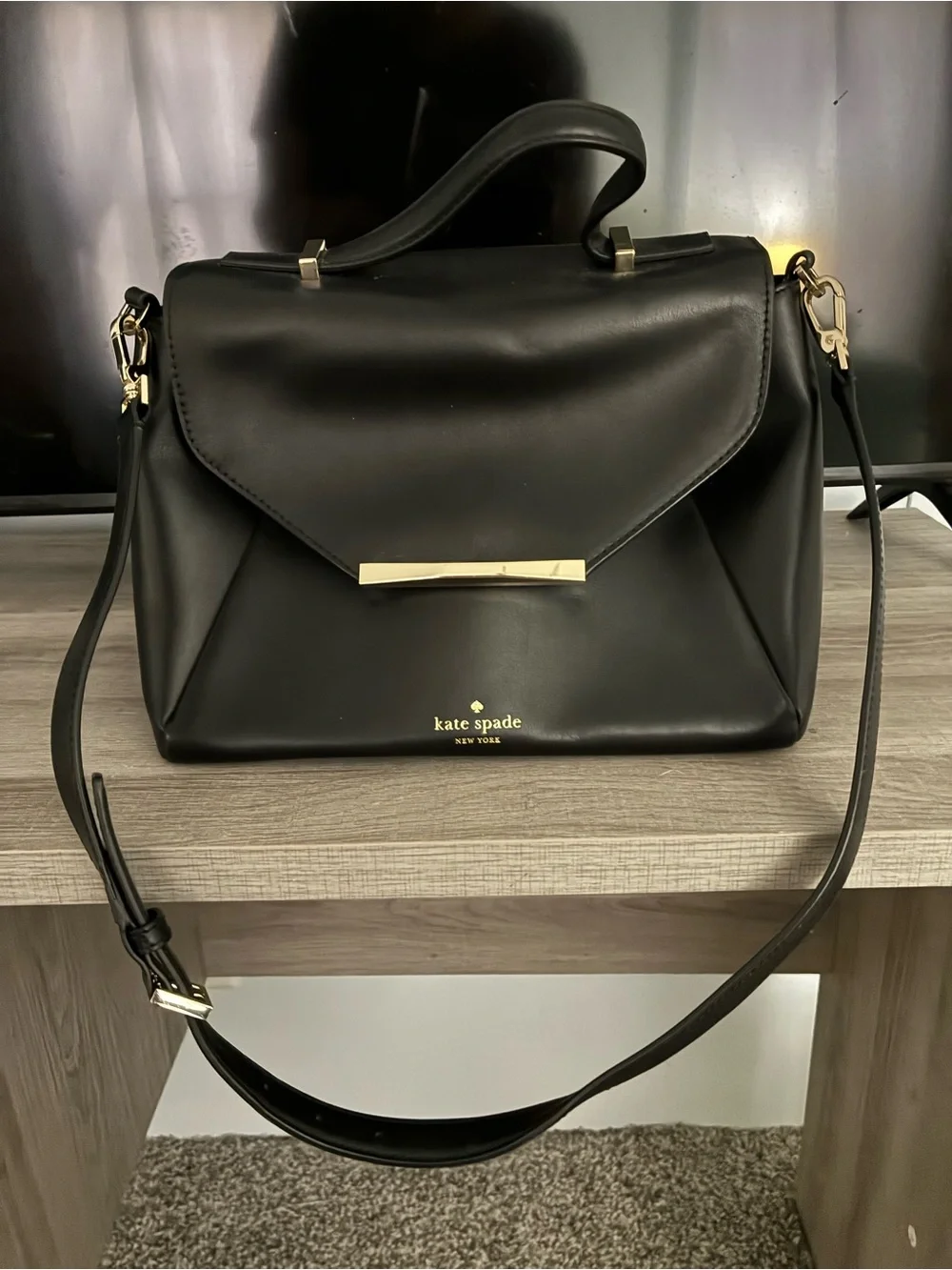 Kate Spade Palermo Black Leather Satchel with Gold Accents New With Tags